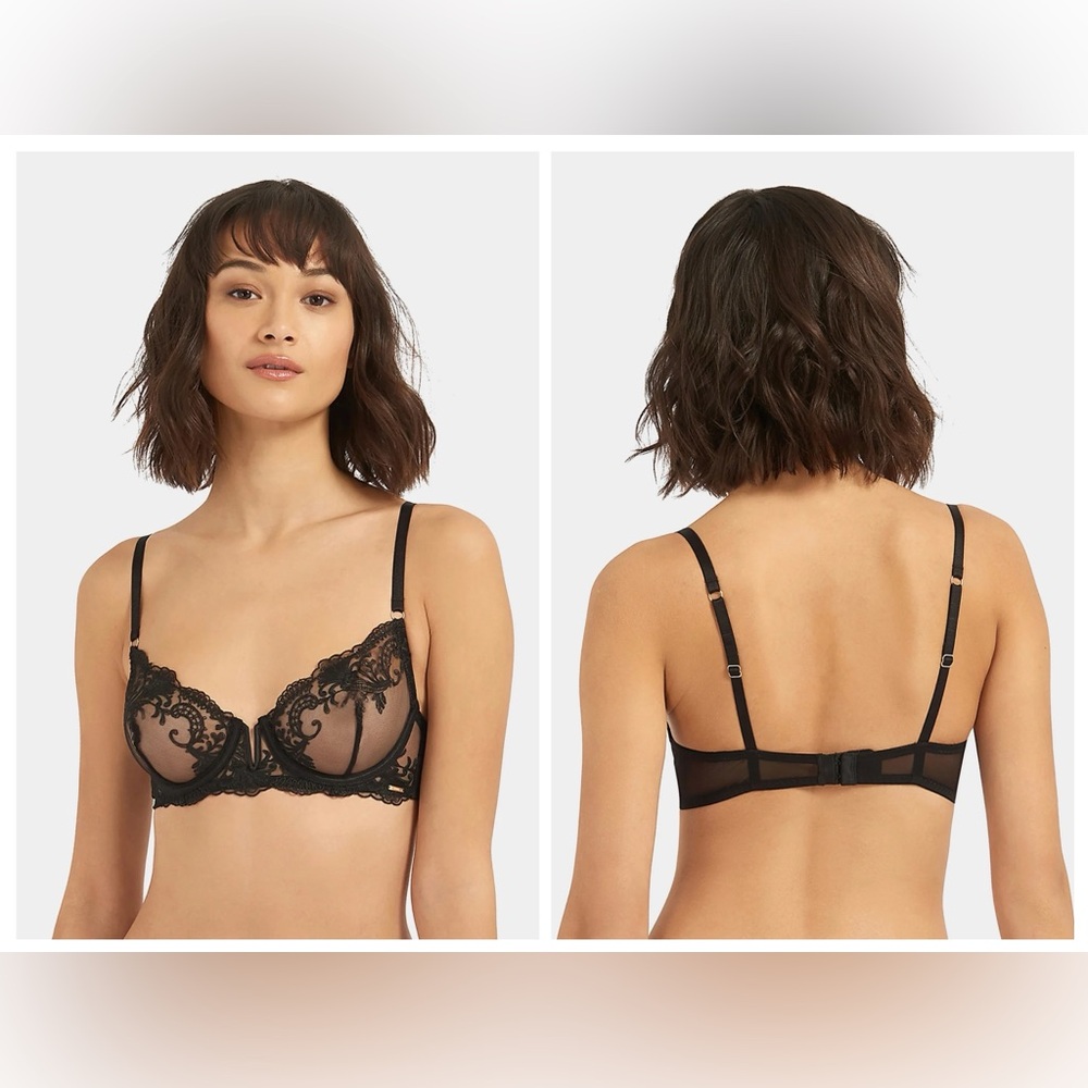 Bluebella Marseille Embroidered Sheer Bra in Black